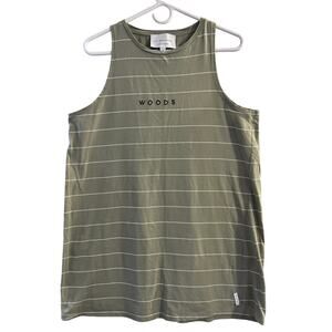 Viktoria & Woods Tank Short Dress Size 8 Large Striped Cotton Blend Green Cream